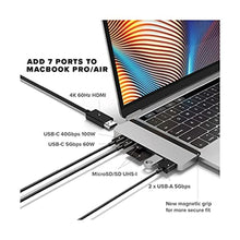Load image into Gallery viewer, HyperDrive Duo 7-in-2 MacBook USB C Hub for Mac w/Dual Ports, 4K60Hz HDMI, 40Gbps USB-C 100W Power Delivery, USB-A, SD/MicroSD, Magnetic Mount (Silver)_6641
