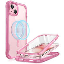 Load image into Gallery viewer, i-Blason Ares Mag for iPhone 15 Plus Case with Built-in Screen Protector [MagSafe Compatible] Full-Body Rugged Anti-Slip Clear Protective Cute Magnetic Phone Case for iPhone 15 Plus 6.7'', Pink_1
