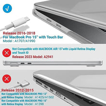 Load image into Gallery viewer, IBENZER Compatible with MacBook Pro 15 Inch Case 2019 2018 2017 2016 A1990 A1707, Plastic Hard Shell Case with Keyboard Cover for Mac Pro 15 Touch Bar, Crystal Clear, T15CYCL+1B, CrystalClear_8060
