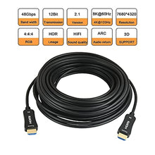 Load image into Gallery viewer, iBirdie Fiber Optic HDMI 2.1 Cable 32 Feet 10 Metre, Directional Active Cord Work on 8K 60hz, 4K 120hz, 4K 144hz, HDCP 2.3, EARC, Ultra High Speed Compatible for Apple-TV Dolby Vision Atmos PS5 4080, Black_306
