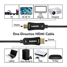 Load image into Gallery viewer, iBirdie Fiber Optic HDMI 2.1 Cable 32 Feet 10 Metre, Directional Active Cord Work on 8K 60hz, 4K 120hz, 4K 144hz, HDCP 2.3, EARC, Ultra High Speed Compatible for Apple-TV Dolby Vision Atmos PS5 4080, Black_307
