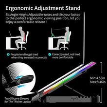 Load image into Gallery viewer, ICE COOREL Gaming Laptop Cooling Pad 15-17.3 Inch, Laptop Fan with 6 RGB Cooling Fans, Laptop Cooling Stand with 6 Height Adjustable, Laptop Cooler with LCD Screen, 2 USB Ports, Phone Stand, Black_6501

