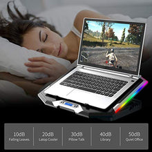 Load image into Gallery viewer, ICE COOREL Gaming Laptop Cooling Pad 15-17.3 Inch, Laptop Fan with 6 RGB Cooling Fans, Laptop Cooling Stand with 6 Height Adjustable, Laptop Cooler with LCD Screen, 2 USB Ports, Phone Stand, Black_6502
