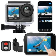 Load image into Gallery viewer, icefox i7 Action Camera 4K 60FPS 30MP with 2X 2150mAh Batteries, Underwater Camera with 5X Zoom, EIS, Powered by Snappro App,Support Video&amp;Photo Editing,Waterproof, WiFi Remote Control, Black_1
