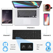 Load image into Gallery viewer, iClever BK10 Bluetooth Keyboard, Multi Device Keyboard Rechargeable Bluetooth 5.1 with Number Pad Ergonomic Design Full Size Stable Connection Wireless Keyboard for Mac OS, Android, Windows, Black_2119

