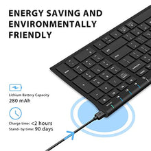Load image into Gallery viewer, iClever BK10 Bluetooth Keyboard, Multi Device Keyboard Rechargeable Bluetooth 5.1 with Number Pad Ergonomic Design Full Size Stable Connection Wireless Keyboard for Mac OS, Android, Windows, Black_2120

