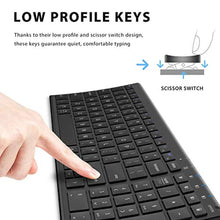 Load image into Gallery viewer, iClever BK10 Bluetooth Keyboard, Multi Device Keyboard Rechargeable Bluetooth 5.1 with Number Pad Ergonomic Design Full Size Stable Connection Wireless Keyboard for Mac OS, Android, Windows, Black_2121

