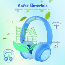 Load image into Gallery viewer, iClever BTH22 Kids Bluetooth Headphones, 60H Play Time, USB C Fast Charging, Bluetooth 5.4, AUX Cord,Safe Volume 74/85 dBA,Toddler Headphones for iPad/Tablet/Travel/School, Blue, ABlue_8313
