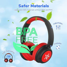 Load image into Gallery viewer, iClever BTH22 Kids Bluetooth Headphones, 60H Play Time, 74/85 dBA Safe Volume, Bluetooth 5.4, USB C, Over Ear Kids Headphones Wireless with Mic AUX Cord for iPad/Tablet/Travel/School, Red_15
