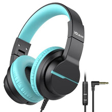 Load image into Gallery viewer, iClever HS19 Kids Headphones with Microphone for School, Volume Limiter 74/85dBA, Over-Ear Girls Boys Headphones for Kids with Shareport, Foldable Wired for iPad/Travel (Black), Dark_1
