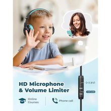 Load image into Gallery viewer, iClever HS19 Kids Headphones with Microphone for School, Volume Limiter 74/85dBA, Over-Ear Girls Boys Headphones for Kids with Shareport, Foldable Wired for iPad/Travel (Black), Dark_8554
