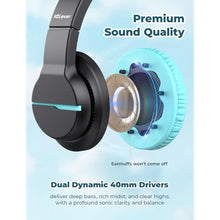 Load image into Gallery viewer, iClever HS19 Kids Headphones with Microphone for School, Volume Limiter 74/85dBA, Over-Ear Girls Boys Headphones for Kids with Shareport, Foldable Wired for iPad/Travel (Black), Dark_8556
