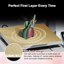 Load image into Gallery viewer, IdeaFormer-3D P1S A1 Textured PEI Build Plate with QR Code for Bambu Lab 256x256mm, Good Adhesion X1 X1C PEI Sheet PLA PETG ABS Spring Steel Bed Plate for Bambu Labs P2S P1P P1S A1 X1 Carbon, GoldTexturedPEIDoubleSided_123
