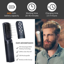 Load image into Gallery viewer, IHHAIR Premium Beard Mini Straightener Brush, Professional Straightener Brush for Men, Rechargeable 6400 mAh Straightening Tool Heated Comb, for Short &amp; Long Beards for Home and Travel, Black_983
