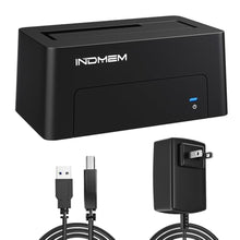 Load image into Gallery viewer, INDMEM SAS to USB 3.0 Adapter, SAS/SATA Hard Drive Enclosure Reader Converter Docking Station for 2.5/3.5 inch Server HDD SSD with 12V/2A Power Adapter,Support up to 24TB(New Upgrade), Black_1
