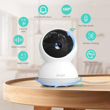 Load image into Gallery viewer, Indoor Camera, 3K HD Indoor Security Camera, 360 Pan/Tilt Pet Camera, 2-Way Audio, Siren, Night Vision, Baby/Pet Monitor with Phone App 2.4G and 5G WiFi, Compatible Alexa and Google Assistant, White_7291
