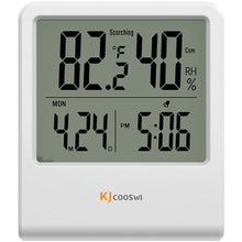 Load image into Gallery viewer, Indoor Thermometer, Room Thermometer and Hygrometer with Clock, Temperature and Humidity Meter with Clock, Double Comfort Indicator, Time, Date(White)_1
