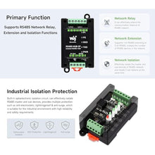Load image into Gallery viewer, Industrial-Grade Isolated 2-Ch RS485 Hub, Expands 2-CH RS485 Sub Ports Via 1-CH RS485 Master Port, Supports RS485 Network Relay/Extension/Isolation Functions, Wide Baud Rate Range_2015
