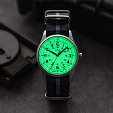 Load image into Gallery viewer, Infantry Mens Military Watch, Glow in the Dark, Silver Case, Blue Nylon, SilverBlue_497
