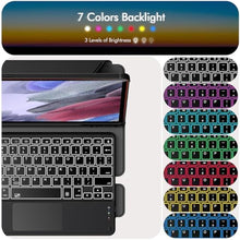 Load image into Gallery viewer, INFILAND for Samsung Galaxy Tab S9/S9 FE 5g Case with Keyboard [High Precision Trackpad &amp; 7 Color Backlit &amp; S Pen Holder], Detachable Wireless Keyboard Case with 360 Degree Rotating Stand, Black_754
