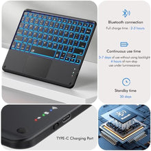 Load image into Gallery viewer, INFILAND for Samsung Galaxy Tab S9/S9 FE 5g Case with Keyboard [High Precision Trackpad &amp; 7 Color Backlit &amp; S Pen Holder], Detachable Wireless Keyboard Case with 360 Degree Rotating Stand, Black_755
