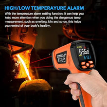 Load image into Gallery viewer, Infrared Thermometer Temperature Gun, -40-3632, High Temp Thermometer with Thermocouple Probe, Non-Contact 50:1 Pyrometer Dual Laser Thermometer Gun for Engine, Kiln, Forging, Industrial, OrangeFFC_2974
