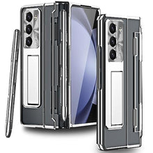 Load image into Gallery viewer, INGIDO Designed for Samsung Galaxy Z Fold 5 Case with S Pen &amp; S Pen Holder, Portable Kickstand &amp; Front Screen Protector Transparent Fold 5 Case Luxury Clear Case for Galaxy Z Fold 5 (2023), Silver_1
