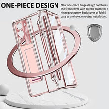Load image into Gallery viewer, INGIDO Designed for Samsung Galaxy Z Fold 5 Case with S Pen &amp; S Pen Holder, Portable Kickstand &amp; Front Screen Protector Transparent Fold 5 Case Luxury Clear Case for Galaxy Z Fold 5 (2023), Rose Gold, RoseGold_7513
