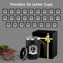 Load image into Gallery viewer, Initial Magnetic Stirring Coffee Mug Stainless Travel Cup Thank you Appreciation Gratitude Friend School Bus Driver Aide Co Worker Crossing Guard Librarian Scout Leader Guidance Counselor Men Gifts,Z, Black_5613
