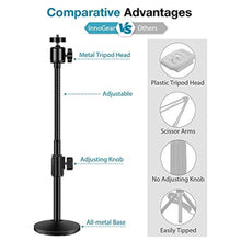Load image into Gallery viewer, InnoGear Webcam Stand for Desk, Camera Stand Mount Gooseneck Arm for Logitech Webcam C922 C930e C920S C920 C615 C960 C920x BRIO 4K NexiGo N60, Phone Mount, Right Light, GoPro with 1/4" Thread, Black_5087
