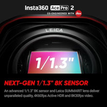 Load image into Gallery viewer, Insta360 Ace Pro 2 Dual Battery Xplorer Bundle - 8K Waterproof Action Camera Co-Engineered with Leica, Flagship 1/1.3" Sensor, 8K30fps, 4K60fps, 2.5" Flip Screen, AI Noise Reduction, Black_164
