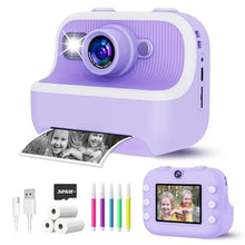 Load image into Gallery viewer, Instant Print Camera for Kids, Christmas Birthday Gifts for Girls Boys, Kids Camera Instant Print with Dual Cameras 1080P Digital Camera Toys for 4 5 6 7 8 9 10 Year Old Girl with 32GB SD Card-Purple_1
