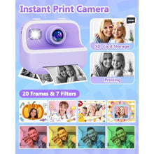 Load image into Gallery viewer, Instant Print Camera for Kids, Christmas Birthday Gifts for Girls Boys, Kids Camera Instant Print with Dual Cameras 1080P Digital Camera Toys for 4 5 6 7 8 9 10 Year Old Girl with 32GB SD Card-Purple_6281
