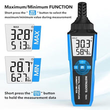 Load image into Gallery viewer, INSTRODOTS Temperature Humidity Meter, High Precision Digital Hygrometer with Ambient, Dew Point, Wet Bulb Temperature for Indoor Outdoor, Thermometer with Min/Max, Data Hold, LCD Backlight, TH11_25
