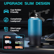 Load image into Gallery viewer, Insulated Water Bottle 32/40 oz - Cold-48h &amp; Hot-24h Stainless Steel Vacuum Flask with Straw &amp; Pop-up Chug Lid, Slim Insulated Water Bottle that Fits in Cup Holder, Wide Mouth Hydro Metal Thermal Cups, RosePurple_6780
