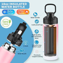 Load image into Gallery viewer, Insulated water bottle with Lid,14oz Stainless Steel Water Bottle for Boys,Girls,Double Wall Vacuum Wide Mouth Thermal Water Bottle for School,Travel,BPA-free and Leak-proof14oz,Lavender_5173
