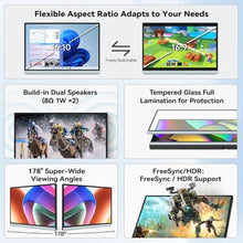 Load image into Gallery viewer, Intehill 14 Inch Portable Monitor, 1920x1200 Portable Display with Fully Covered Tempered Glass, 16:10 HDMI USB-C External Display with Speakers and Stand, Monitor, Black_140
