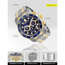Load image into Gallery viewer, Invicta Men's Pro Diver Scuba 48mm Two Tone Stainless Steel Chronograph Quartz Watch, TT/Blue (Model: 0077), StainlessSteel_10392
