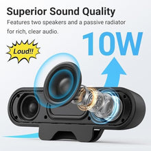 Load image into Gallery viewer, Inwa Computer Speakers for Desktop PC, USB Monitor Speaker Bar with Clip-On, Wired Desk Speakers with HD Stereo Loud Sound, Laptop Speaker Mini Sound Bar, Easily Clamps to Monitor, Black_5685
