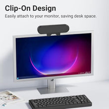 Load image into Gallery viewer, Inwa Computer Speakers for Desktop PC, USB Monitor Speaker Bar with Clip-On, Wired Desk Speakers with HD Stereo Loud Sound, Laptop Speaker Mini Sound Bar, Easily Clamps to Monitor, Black_5686
