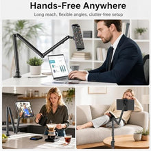 Load image into Gallery viewer, iPad Holder For Desk, Adjustable Tablet Arm iPad Desk Mount with C-Clamp, Black_636
