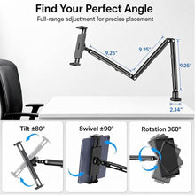 Load image into Gallery viewer, iPad Holder For Desk, Adjustable Tablet Arm iPad Desk Mount with C-Clamp, Black_638
