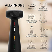 Load image into Gallery viewer, IPEVO Totem 360, Panoramic 360-Degree Conference Camera, USB-C Plug'n'Play, Multiple AI Mode, w/Speaker, Microphone &amp; Noise Reduction, Human-Eye Experience by Four Lens Stitched Display, Zoom &amp; Teams, Black_7775
