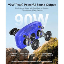Load image into Gallery viewer, IPX7 Waterproof Outdoor Bluetooth Speaker, Wireless, 90W(Peak), 32H Playtime, Floating Design, Deep Bass &amp; Loud Stereo Sound, Portable with Handle, Rugged for Pool, Beach, Kayaking, Hiking, Blue_7172
