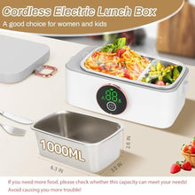 Load image into Gallery viewer, Iridesc Self Heating Lunch Box, 1L Battery Powered Lunch Box with Automatic Heating, 16000mAH Rechargeable Battery Provid Rapid Heating, Designed for Car, Office, Travel, Picnic &amp; outdoor, White_389
