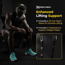 Load image into Gallery viewer, Iron Neck Neck Trainer, Exerciser, &amp; Strengthener with Adjustable Head and Chin Strap - Portable Head Harness for Weight Lifting, Home, &amp; Gym Use - Exercise &amp; Workout Equipment (Alpha, Green), GreenAlphaHarness_7110
