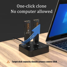 Load image into Gallery viewer, ISHEEP K3016P2 NVMe AHCI Cloner Duplicator, Dual Bay M.2 SSD Docking_1061
