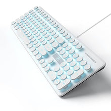 Load image into Gallery viewer, iTastatur Typewriter Keyboard 104-key Punk Gaming Retro Keyboard LED Ice Blue Backlit Cute Keyboard with Wired USB Suitable for PC/Win/Mac/Laptop Computer KeyboardWhite, VWhite_1593
