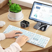 Load image into Gallery viewer, iTastatur Typewriter Keyboard 104-key Punk Gaming Retro Keyboard LED Ice Blue Backlit Cute Keyboard with Wired USB Suitable for PC/Win/Mac/Laptop Computer KeyboardWhite, VWhite_1594
