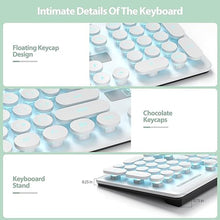 Load image into Gallery viewer, iTastatur Typewriter Keyboard 104-key Punk Gaming Retro Keyboard LED Ice Blue Backlit Cute Keyboard with Wired USB Suitable for PC/Win/Mac/Laptop Computer KeyboardWhite, VWhite_1595
